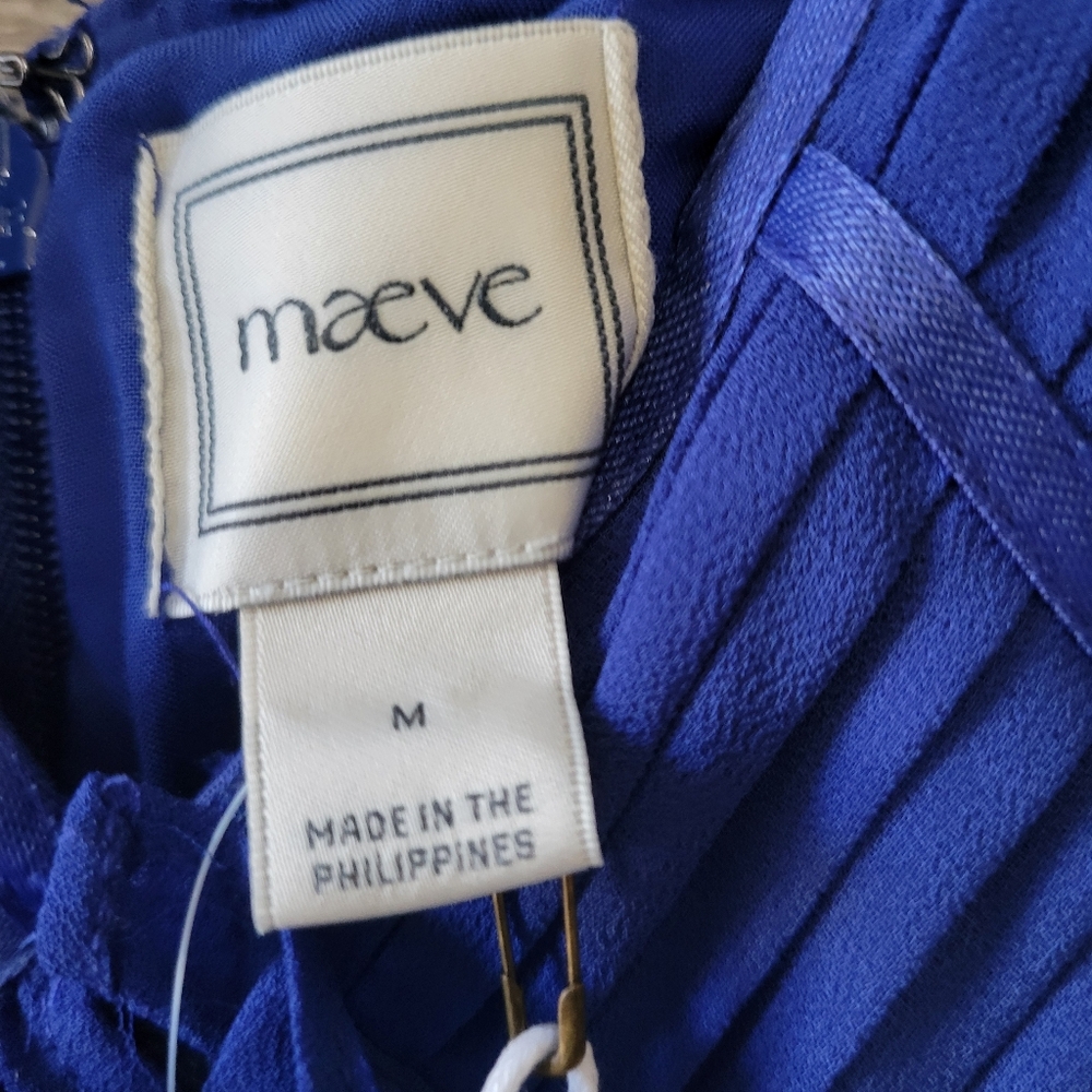 Maeve By Anthropology Blue Fluid Shine Ruffle Jumpsuit. New With Tags - Picture 8 of 10